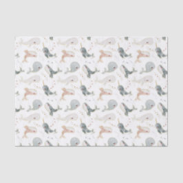 Papel De Seda Sob o mar Baleia Whimsical e Estrelas