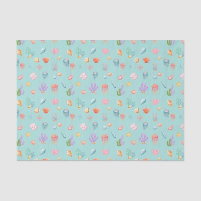 Papel De Seda Sob O Padrão Do Mar (Frente )