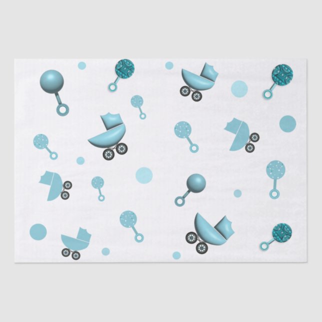 Papel De Seda Sobre um Chá de fraldas de Menino Convidar um Pres (Frente )