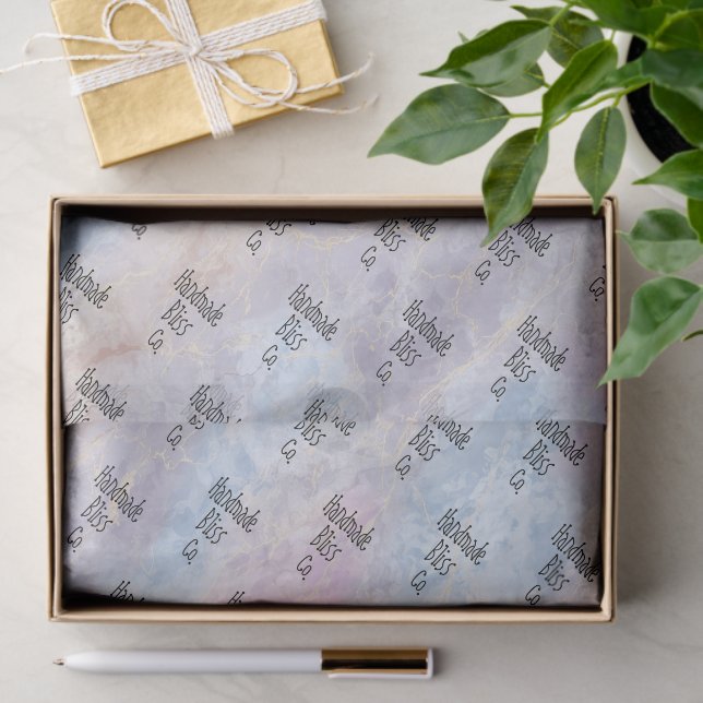 Papel De Seda Soft Blue Colorful Marble (Presente)