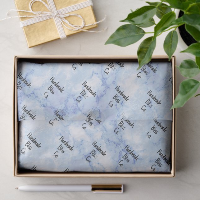 Papel De Seda Soft Blue White Marble (Presente)