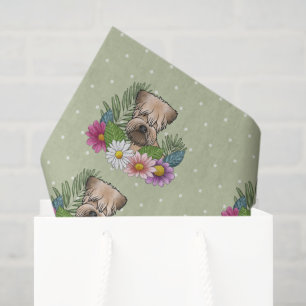 Papel De Seda Soft-Coated Wheaten Terrier Flores Coloridas Verde