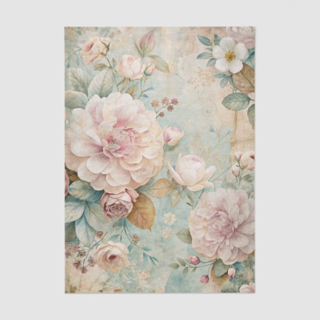 Papel De Seda Soft Pastel Floral Pattern with Peonies (Frente )
