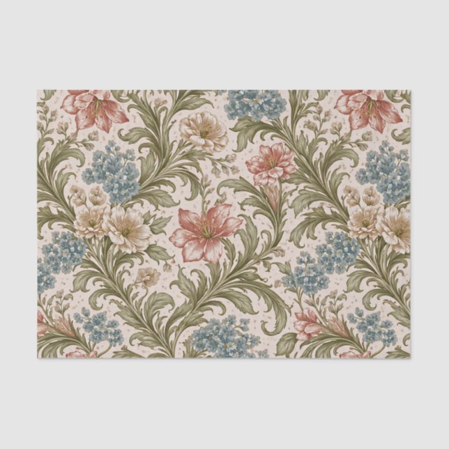 Papel De Seda Soft Scrollwork Garden Floral Pattern (Frente )