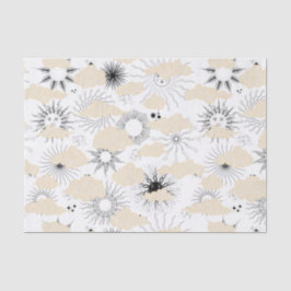 Papel De Seda Sois negros estilizados atrás de nuvens texturizad