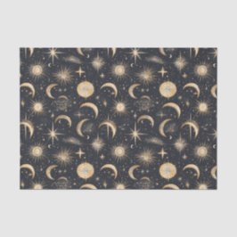 Papel De Seda Sol Celestial Lua e Estrelas Céu Noturno