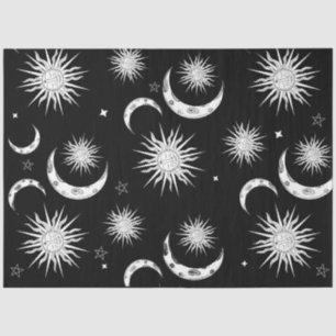 Papel De Seda Sol Celestial Negro e Branco Aniversário