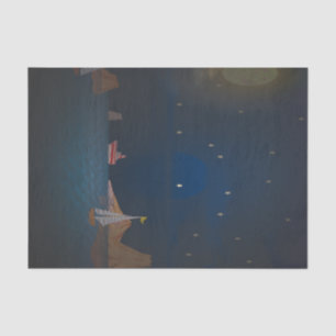 Papel De Seda Sol e lua atrás de barcos