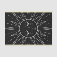 Sol retrô branco estilizado, de cor preta