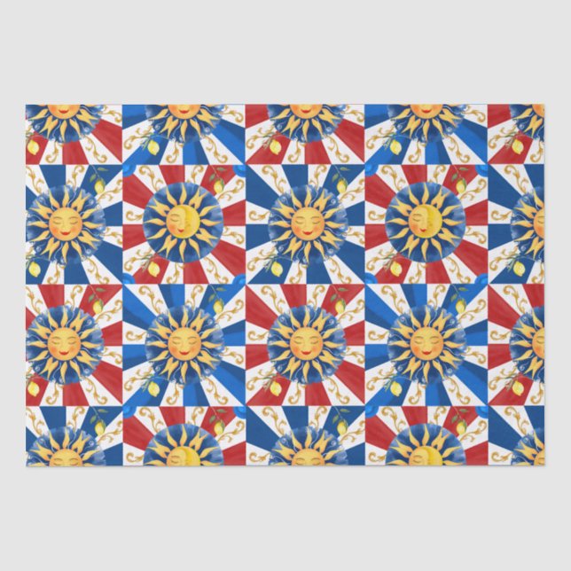 Papel De Seda Sol siciliano, majolica, limão, (Frente )