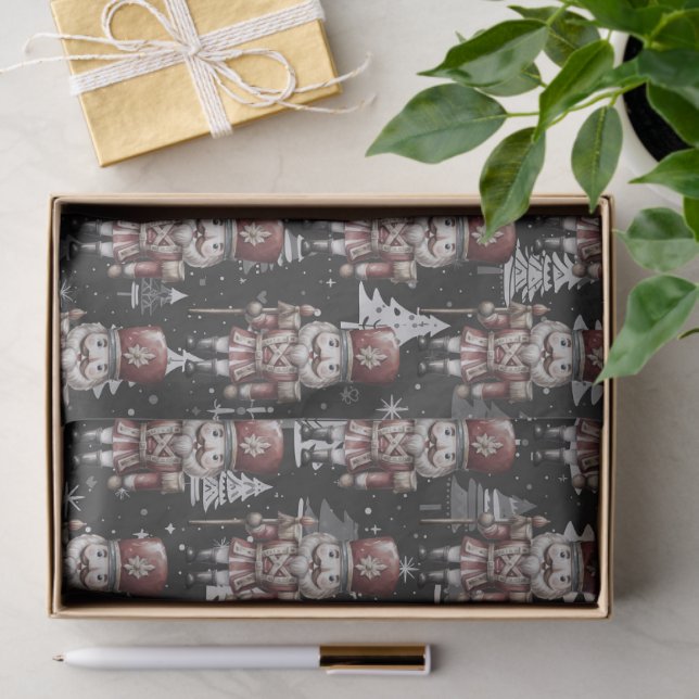 Papel De Seda Soldado Nocaucracker Capitão Árvores Brancas de Na (Presente)