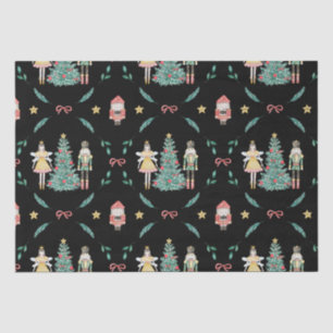 Papel De Seda Soldados e Fadas de Nozes de Natal em Preto