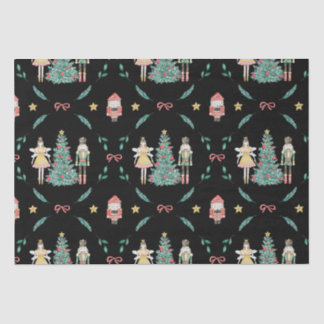 Papel De Seda Soldados e Fadas de Nozes de Natal em Preto