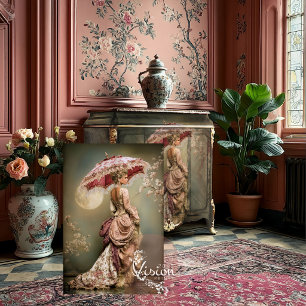 Papel De Seda Soletrado Vitoriano Rosa de Damasco Vestido Lua Do