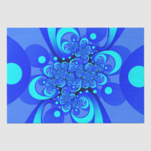 Papel De Seda Sombras da Arte Fractal Abstrato Moderna Azul
