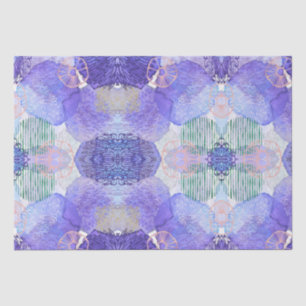 Papel De Seda Sombras de Lavanda e Flores de Abstrato Verde Tis