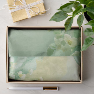 Papel De Seda Sonhador Soft Sage e Floral Verde Menta