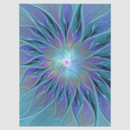 Papel De Seda Sonho de Flor Azul Roxa Arte Fractal Abstrata