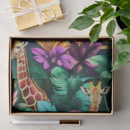 Papel De Seda Sonho de Girafa na Selva Padrão de Superfície Sem