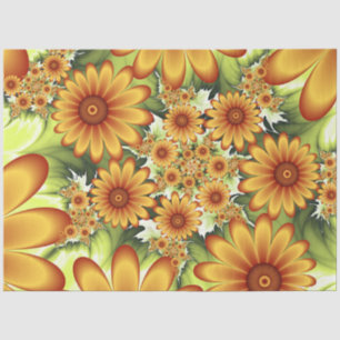 Papel De Seda Sonho Floral, Arte Fractal Moderna de Flor Abstrat