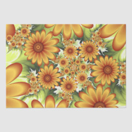 Papel De Seda Sonho Floral, Arte Fractal Moderna de Flor Abstrat