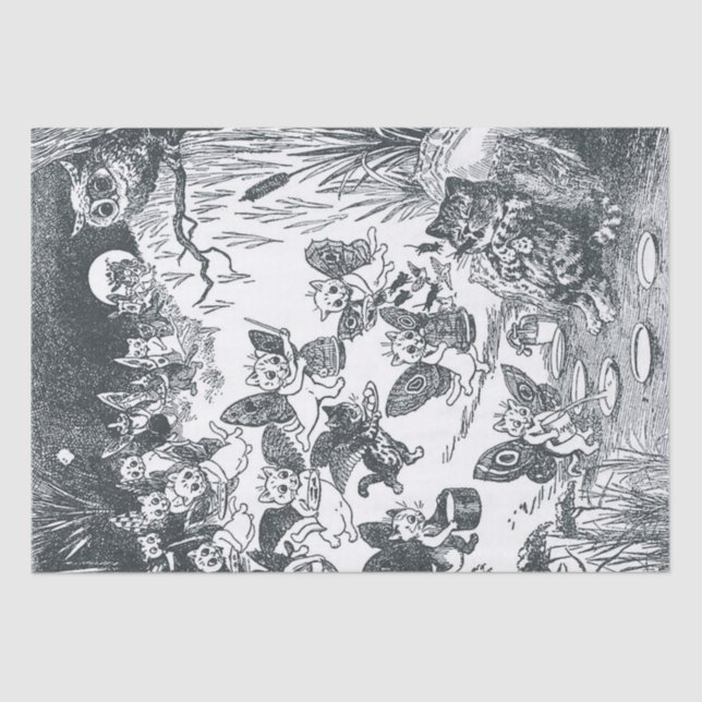 Papel De Seda Sonho gatinho de Fairyland, Louis Wain (Frente )