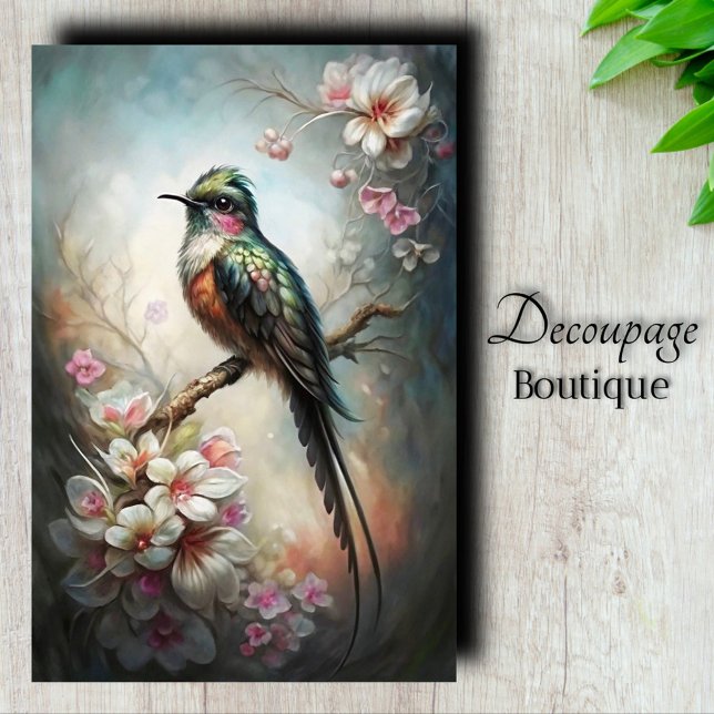 Papel De Seda Sonhos de Quetzal Decoupage de Pássaro (Quetzal Dreams Bird Decoupage Tissue Paper)