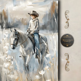 Papel De Seda Sonhos Silenciosos do Cowboy Decoupage