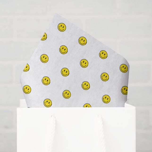 Papel De Seda Sorria Bolinhas Emojis Feliz Amarelo (Sacola de presentes)