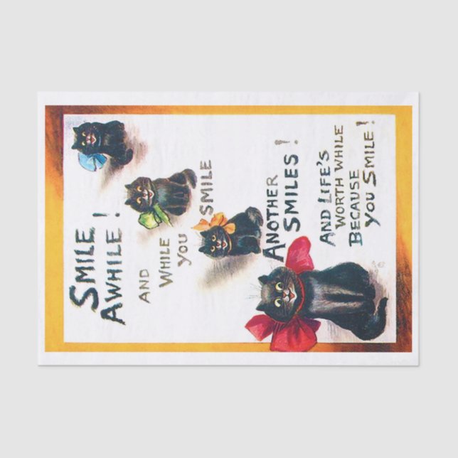 Papel De Seda Sorria, Gato Negro, Louis Wain (Frente )