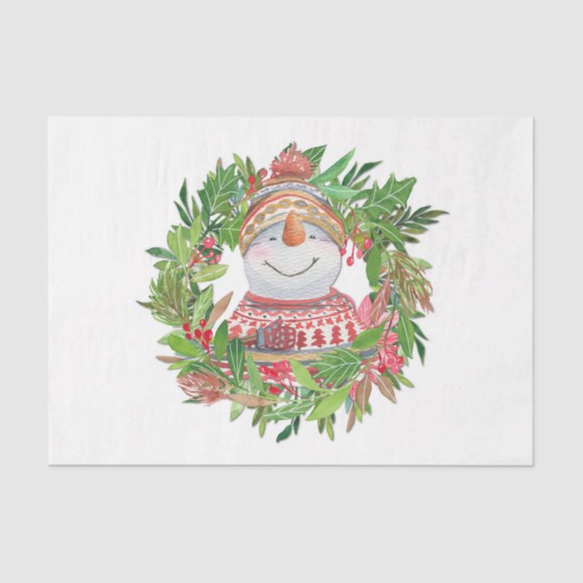 Papel De Seda Sorriso Snowman Wreath Natal (Frente )