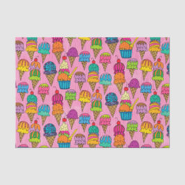 Papel De Seda Sorvete Cones a Rosa