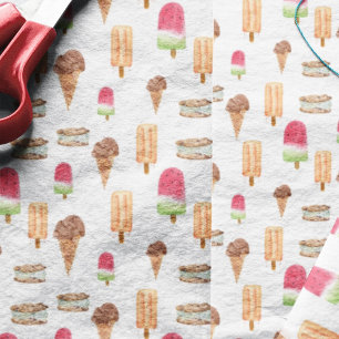 Papel De Seda Sorvete de Aquarela & Picolés Pipoca