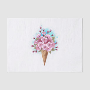 Papel De Seda Sorvete Waffle Rosa Sakura Cone