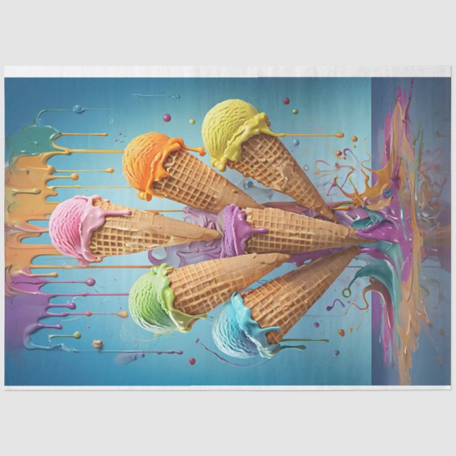 Papel De Seda Sorvetes cones Pastel Cores do Tecido (Frente )