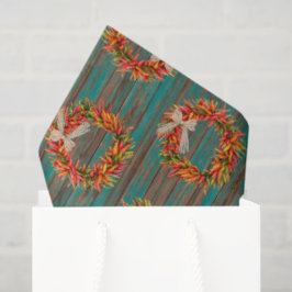 Papel De Seda Southwest Rustic Chile Pepper Wreaths Wood Pattern
