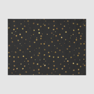 Papel De Seda Sparkly elegante das bolinhas Dourados pretas dos