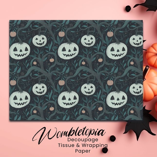 Papel De Seda Spookeen Halloween Jack-O-Lanternas na Floresta (Criador carregado)