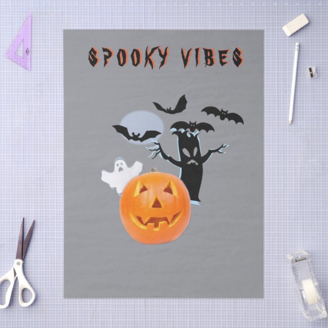 Papel De Seda Spookes Vibes Ghost Pumpkin Halloween Design (Arte )