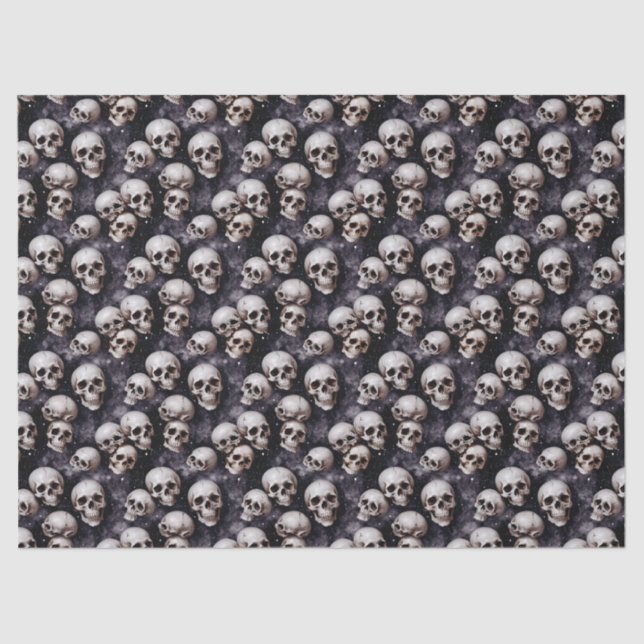 Papel De Seda Spooky Halloween Skulls on a Galaxy Background (Frente )