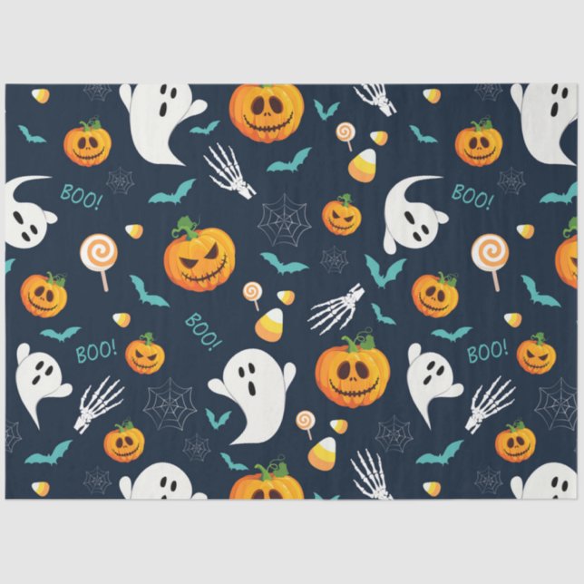 Papel De Seda Spooky Pumpkin Halloween Series Design 12 (Frente )