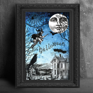 Papel De Seda Spooky Vintage assombrada Casa e Bruxa na Broomsti