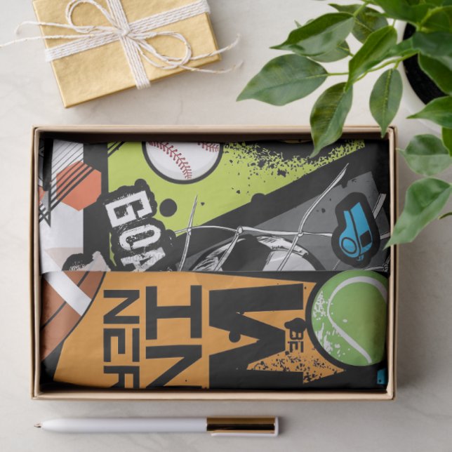 Papel De Seda Sport Pattern With Balls (Presente)