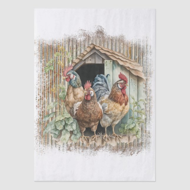 Papel De Seda Spring Farm Chickens (Frente )