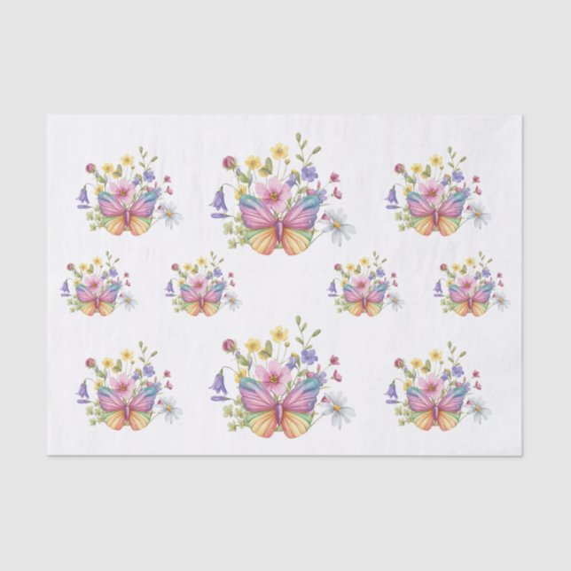 Papel De Seda Spring Flowers & Butterflies Decoupage (Frente )