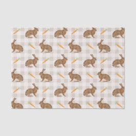 Papel De Seda Spring Hare And Carrots Beige Gingham Easter