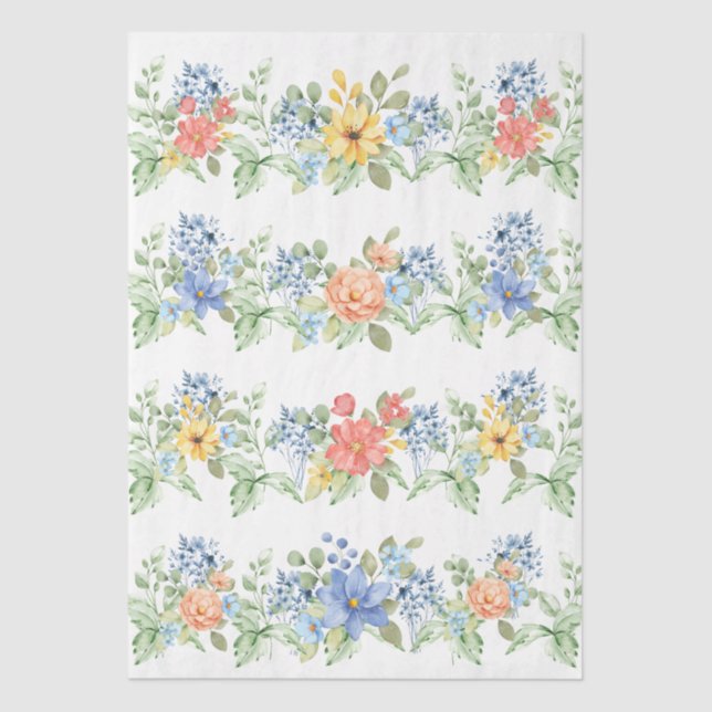 Papel De Seda Spring Pastel Florals Decoupage Paper (Frente )