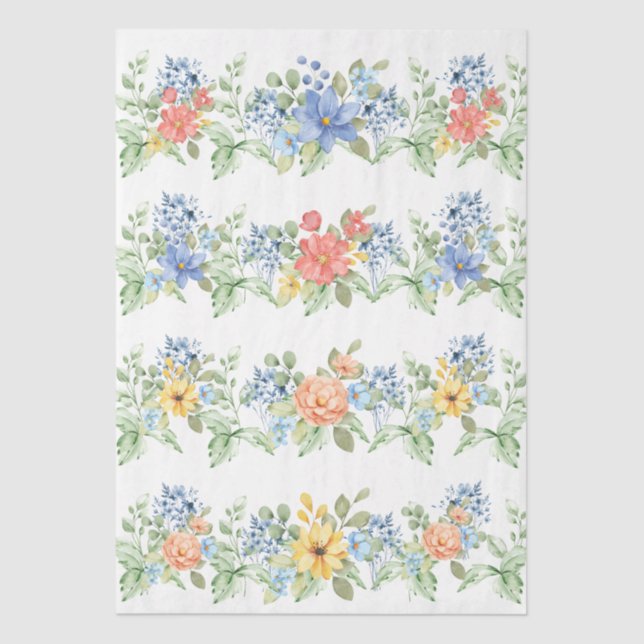 Papel De Seda Spring Pastel Florals Decoupage Paper (Frente )