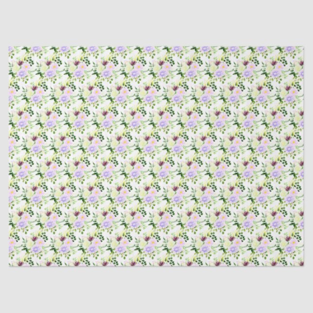 Papel De Seda Spring Purple Flowers with Foliage (Frente )