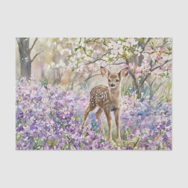 Papel De Seda Springtime Purple Phlox and Fawn  (Frente )